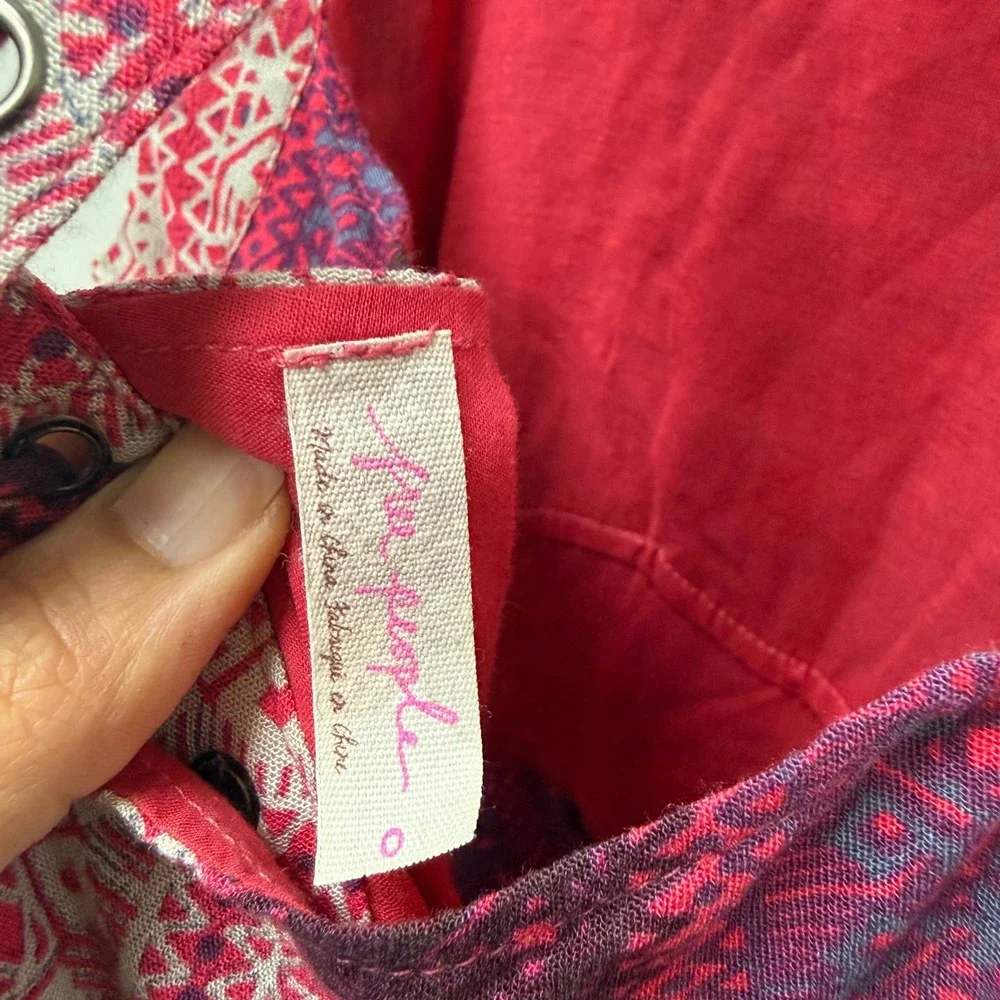 Free People Made‎ My Day Lace Up Back Maxi Dress Pink Burgundy Size 0